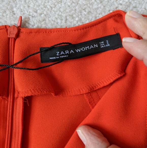 Zara orange stretch midi dress size small - Picture 6 of 8
